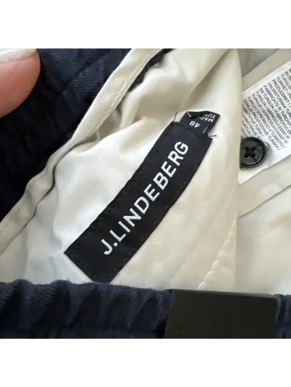 J Lindeberg Sasha Drape Linen Pants Mens 32x30 Navy Elastic Waist Slim Fit NWT